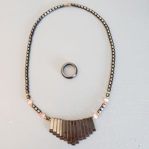 Metal Necklace and ring from Jamaica